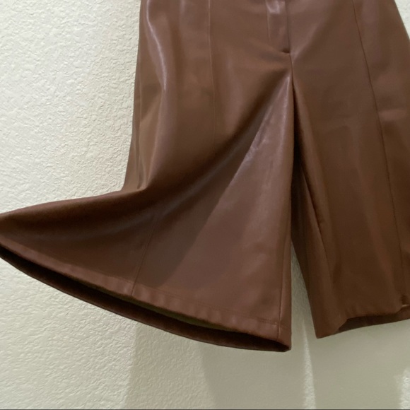 ANTHROPOLOGIE Avec Les Filles Davina Brown Faux Leather Culottes Wide Leg Size S - Picture 7 of 15